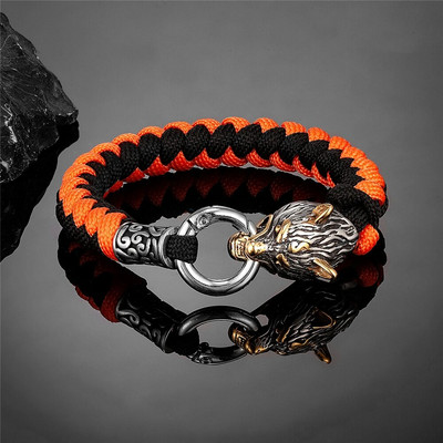 Retro Norse Odin's Wolf Survival narukvice za muškarce Viking Geri&Freki od nehrđajućeg čelika Paracord uže narukvice ručno rađeni vanjski nakit