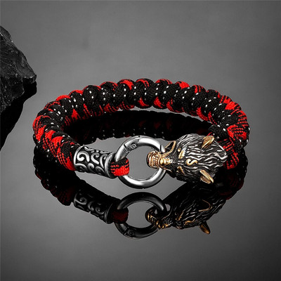 Retro Norse Odin's Wolf Survival narukvice za muškarce Viking Geri&Freki od nehrđajućeg čelika Paracord uže narukvice ručno rađeni vanjski nakit