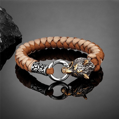 Retro Norse Odin's Wolf Survival narukvice za muškarce Viking Geri&Freki od nehrđajućeg čelika Paracord uže narukvice ručno rađeni vanjski nakit