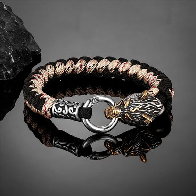 Retro Norse Odin's Wolf Survival narukvice za muškarce Viking Geri&Freki od nehrđajućeg čelika Paracord uže narukvice ručno rađeni vanjski nakit