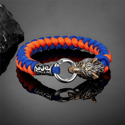 Retro Norse Odin's Wolf Survival narukvice za muškarce Viking Geri&Freki od nehrđajućeg čelika Paracord uže narukvice ručno rađeni vanjski nakit
