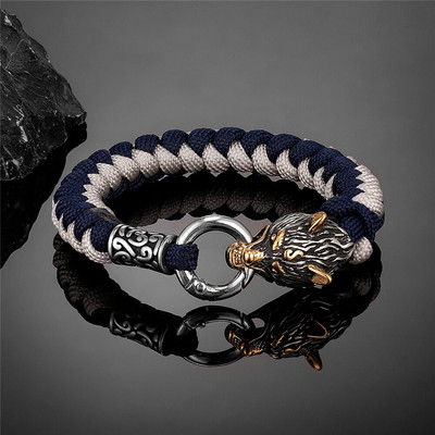 Retro Norse Odin's Wolf Survival narukvice za muškarce Viking Geri&Freki od nehrđajućeg čelika Paracord uže narukvice ručno rađeni vanjski nakit