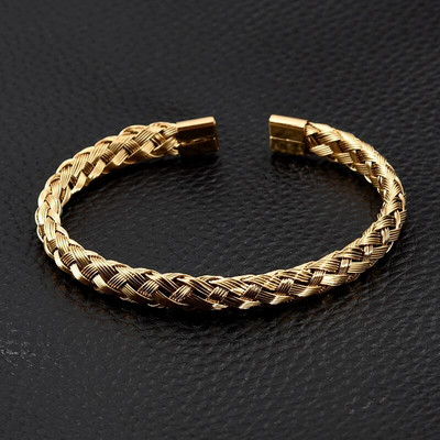 Luxury Roman Royal Classic Titanium Steel Cânepă frânghie Cataramă Brățări deschise Brățări Moda Tip C Numeral răsucit pentru bărbați