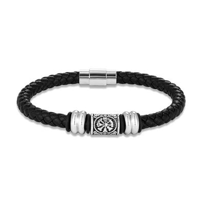 MKENDN Vikinška narukvica Muška narukvica od prave kože Vikinški kompas Narukvica s nordijskim runama Amulet s nordijskom mitologijom Nakit Pokloni