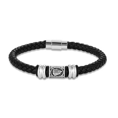 MKENDN Vikinška narukvica Muška narukvica od prave kože Vikinški kompas Narukvica s nordijskim runama Amulet s nordijskom mitologijom Nakit Pokloni