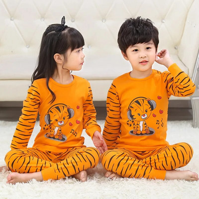 Πιτζάμες για μωρά αγόρια για κορίτσια Φθινοπωρινά Ζώα Tiger Παιδικά Ρούχα Πυτζάμες Βαμβακερά Σετ Πιτζάμες για Παιδιά 2 4 6 7 8 10 12 ετών