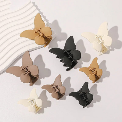 Agrafă de păr fluture mată Gheare decorative de păr cu fluture drăguț Accesorii pentru păr pentru femei în coadă de cal Bareta solidă Agrafă mică de rechin