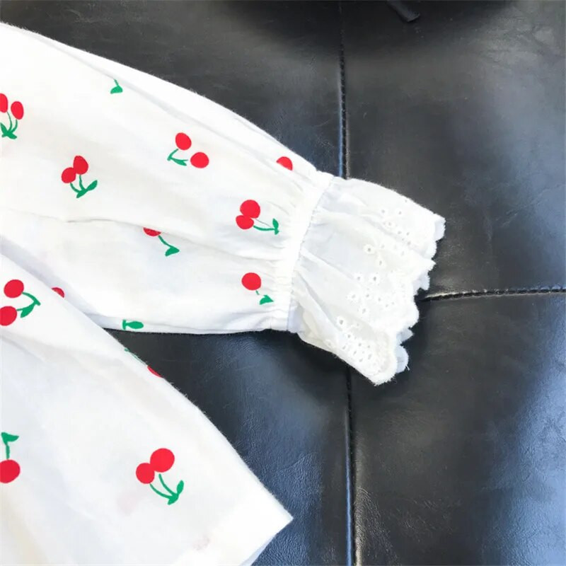 Set de pijamale din dantelă pentru fetiță, cămașă + pantaloni din bumbac, 2 buc., primăvară, vară, îmbrăcăminte de dormit pentru copii, buton, cu mânecă lungă, costum pentru lounge pentru acasă.