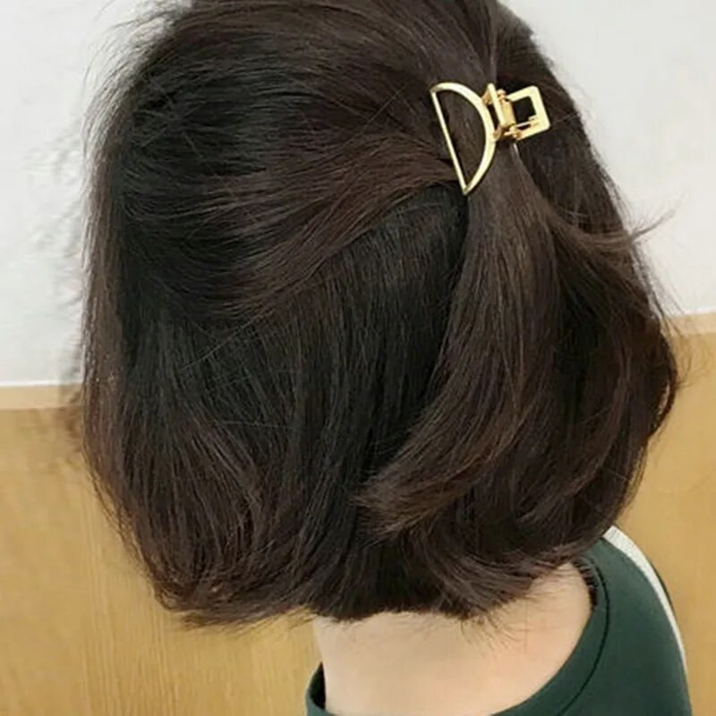 Geometrinio lydinio plaukų segtukai Madingi maži metaliniai plaukų segtukai, moteriški, maži ryklio segtukai, aukso spalvos plaukams krabų plaukų priedai