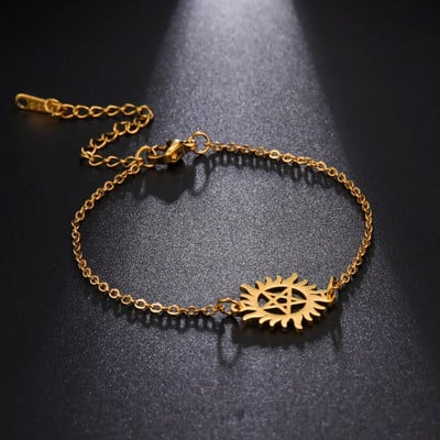 Skyrim Pentacle Charm Narukvice na ruci Žene Muškarci Nehrđajući čelik Sjajno sunce Pentagram Narukvica Nadnaravno Dean Nakit Poklon