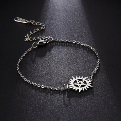 Skyrim Pentacle Charm Narukvice na ruci Žene Muškarci Nehrđajući čelik Sjajno sunce Pentagram Narukvica Nadnaravno Dean Nakit Poklon