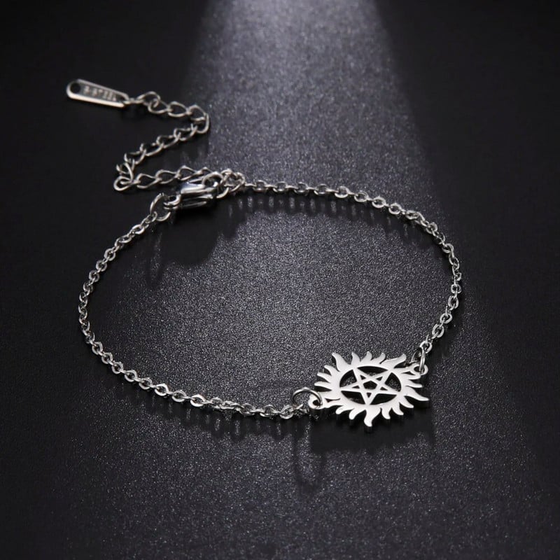 Skyrim Pentacle Charm Narukvice na ruci Žene Muškarci Nehrđajući čelik Sjajno sunce Pentagram Narukvica Nadnaravno Dean Nakit Poklon