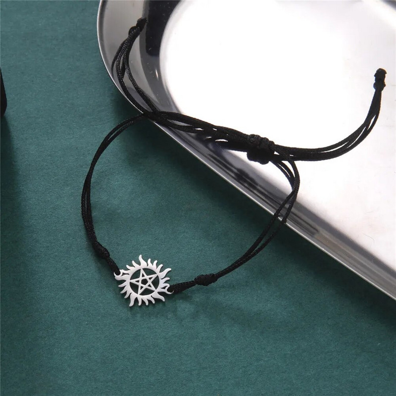 Skyrim Pentacle Charm Narukvice na ruci Žene Muškarci Nehrđajući čelik Sjajno sunce Pentagram Narukvica Nadnaravno Dean Nakit Poklon