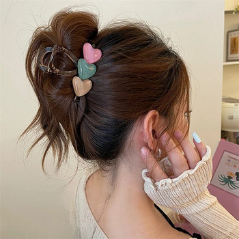 Нов корейски 2023 модерен дизайн Сладко желе Цвят Сърце Фиби Нокти за коса Y2k Шнола за коса с висока опашка за момичета Дамски шапки