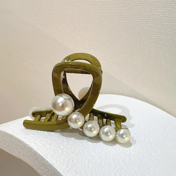 Елегантни нокти за коса с имитация на перли за жени Ежедневни минималистични аксесоари за коса Големи щипки за коса с акула Френска лятна шапка