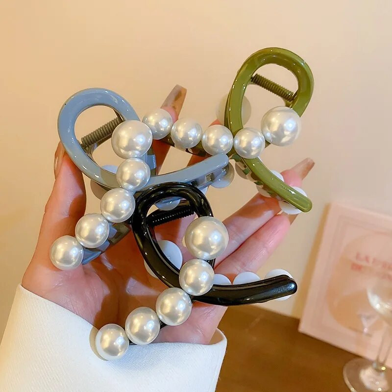 Elegantna imitacija bisera za kosu s kandžama za žene Dnevni minimalistički dodaci za kosu Velike kopče za kosu s morskim psom Francuski ljetni ukras za glavu