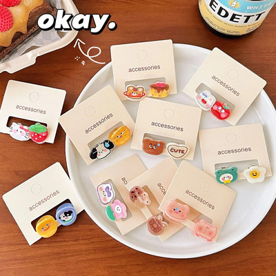 2vnt Mini Mieli Kūdikių Plaukų Nagiukai Vasariniai Kawaii Animaciniai Kirpčiukai Plaukų segtukai Mergaitėms Gėlėti Plaukų Žnyplės Mažos Mergaitės Plaukų Priedai