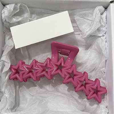 2023 Nou Y2k Dopamină Fată Modă Culoare Roz Hollow Geometric Star Inimă Agrafe de păr Femei Gheare de păr Cross Band Bandă Rechin Clip