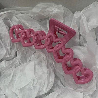 2023 Nou Y2k Dopamină Fată Modă Culoare Roz Hollow Geometric Star Inimă Agrafe de păr Femei Gheare de păr Cross Band Bandă Rechin Clip