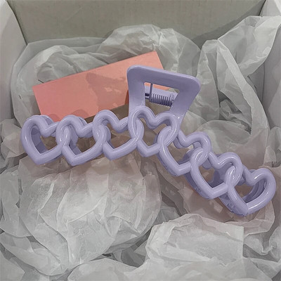 2023 Nou Y2k Dopamină Fată Modă Culoare Roz Hollow Geometric Star Inimă Agrafe de păr Femei Gheare de păr Cross Band Bandă Rechin Clip