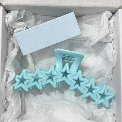 2023 Nou Y2k Dopamină Fată Modă Culoare Roz Hollow Geometric Star Inimă Agrafe de păr Femei Gheare de păr Cross Band Bandă Rechin Clip