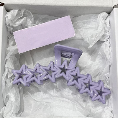 2023 Nou Y2k Dopamină Fată Modă Culoare Roz Hollow Geometric Star Inimă Agrafe de păr Femei Gheare de păr Cross Band Bandă Rechin Clip