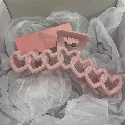 2023 Nou Y2k Dopamină Fată Modă Culoare Roz Hollow Geometric Star Inimă Agrafe de păr Femei Gheare de păr Cross Band Bandă Rechin Clip