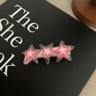 2023 Nou Y2k Dopamină Fată Modă Culoare Roz Hollow Geometric Star Inimă Agrafe de păr Femei Gheare de păr Cross Band Bandă Rechin Clip