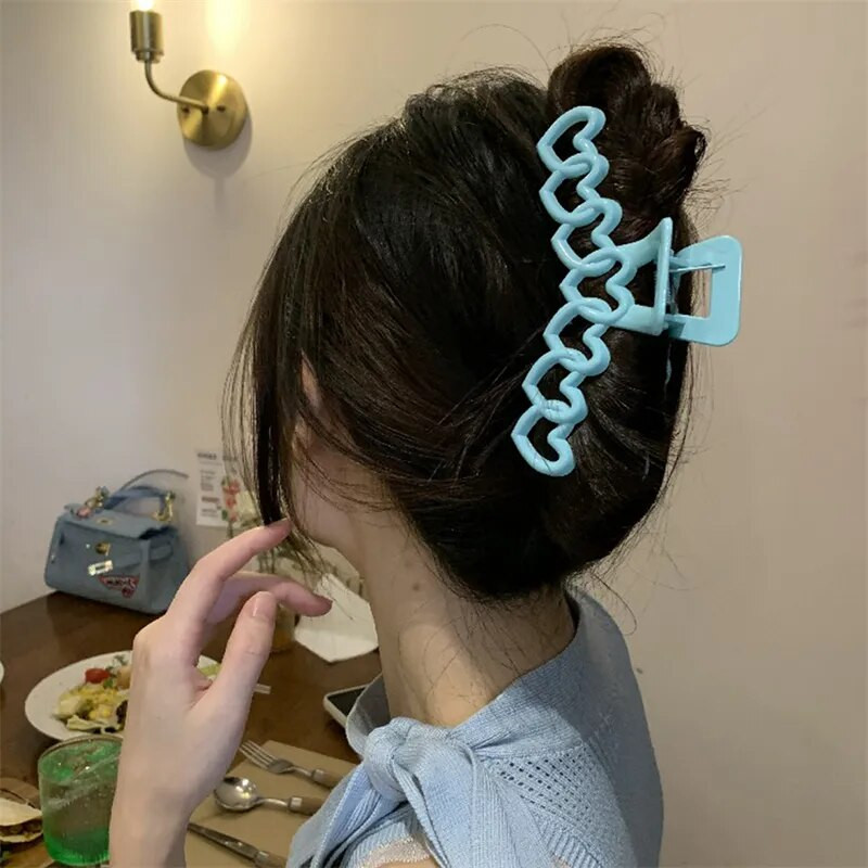 2023 Nou Y2k Dopamină Fată Modă Culoare Roz Hollow Geometric Star Inimă Agrafe de păr Femei Gheare de păr Cross Band Bandă Rechin Clip