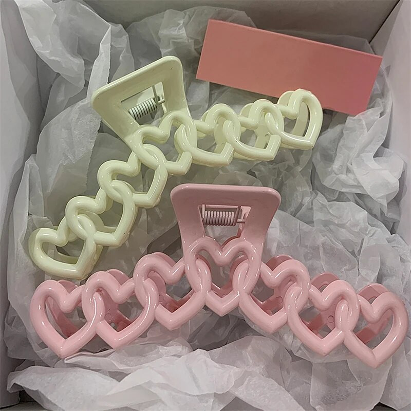 2023 Nou Y2k Dopamină Fată Modă Culoare Roz Hollow Geometric Star Inimă Agrafe de păr Femei Gheare de păr Cross Band Bandă Rechin Clip