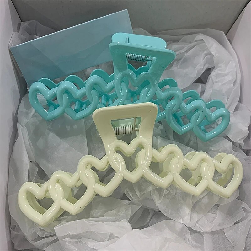 2023 Nou Y2k Dopamină Fată Modă Culoare Roz Hollow Geometric Star Inimă Agrafe de păr Femei Gheare de păr Cross Band Bandă Rechin Clip