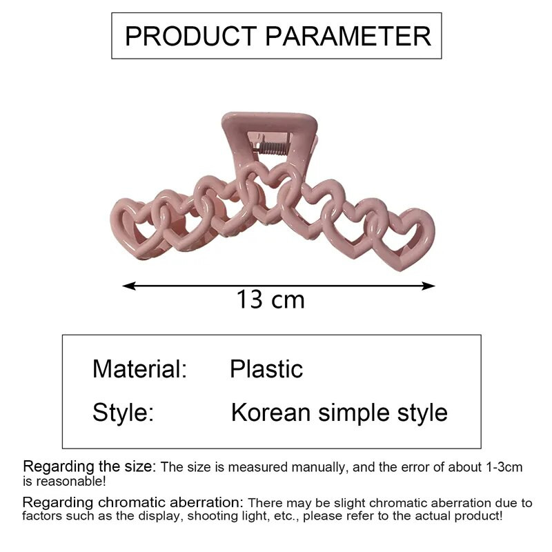 2023 Nou Y2k Dopamină Fată Modă Culoare Roz Hollow Geometric Star Inimă Agrafe de păr Femei Gheare de păr Cross Band Bandă Rechin Clip