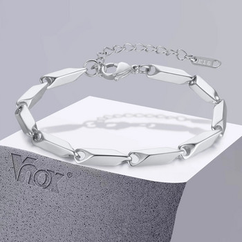 Ανδρικό βραχιόλι με αλυσίδα Vnox γεωμετρικό ρόμβο, περιστασιακό βραχιόλι με μεταλλικούς συνδέσμους από ανοξείδωτο χάλυβα, ρυθμιζόμενο μήκος