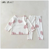 Pijamale pentru fete nou-născute, 100% bumbac, haine pentru fetiță, cu mâneci lungi, topuri + pantaloni, 1 2 3 ani, haine pentru fete mici, costum ținute 2022