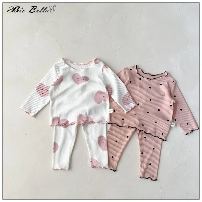 Pijamale pentru fete nou-născute, 100% bumbac, haine pentru fetiță, cu mâneci lungi, topuri + pantaloni, 1 2 3 ani, haine pentru fete mici, costum ținute 2022