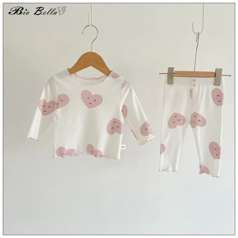 Pijamale pentru fete nou-născute, 100% bumbac, haine pentru fetiță, cu mâneci lungi, topuri + pantaloni, 1 2 3 ani, haine pentru fete mici, costum ținute 2022