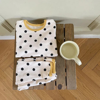 Vaikiškas pižamų rinkinys Rudeninis animacinis filmukas ilgomis rankovėmis medvilniniai berniukų miego rūbai madingi mergaičių naktinių drabužių komplektai