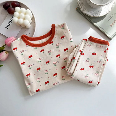 Vaikiškas pižamų rinkinys Rudeninis animacinis filmukas ilgomis rankovėmis medvilniniai berniukų miego rūbai madingi mergaičių naktinių drabužių komplektai