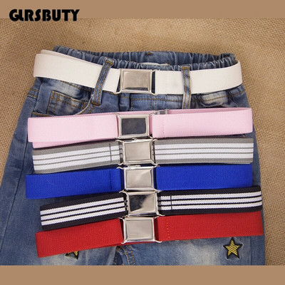 GLRSBUTY Kids Elastic Belt Adjustable Toddlers Belt with Silver Square Buckle Boys and Girl`s Belts for Jeans Pants