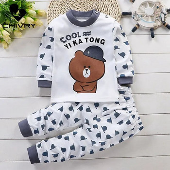 2022 г. Комплекти пижами за новородени деца Момчета Момичета Карикатура Сладки тениски с дълги ръкави Горнища с панталони Бебешки есенни дрехи за спане за малко дете