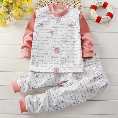 2022 nou-născuți copii băieți fete seturi de pijamale desene animate cu mânecă lungă tricou drăguț Topuri cu pantaloni copil mic bebeluș toamnă haine de dormit