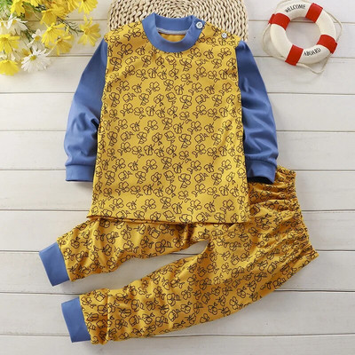2022 nou-născuți copii băieți fete seturi de pijamale desene animate cu mânecă lungă tricou drăguț Topuri cu pantaloni copil mic bebeluș toamnă haine de dormit