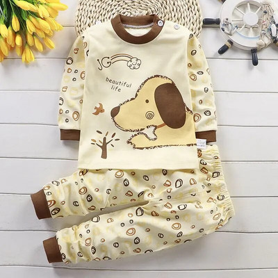 2022 nou-născuți copii băieți fete seturi de pijamale desene animate cu mânecă lungă tricou drăguț Topuri cu pantaloni copil mic bebeluș toamnă haine de dormit