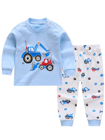 Нови комплекти пижами за деца, момчета, момичета, тениска с анимационен принт с дълги ръкави и о-образно деколте, горнища с панталони, есенна кърпа за спане за малко бебе DS39
