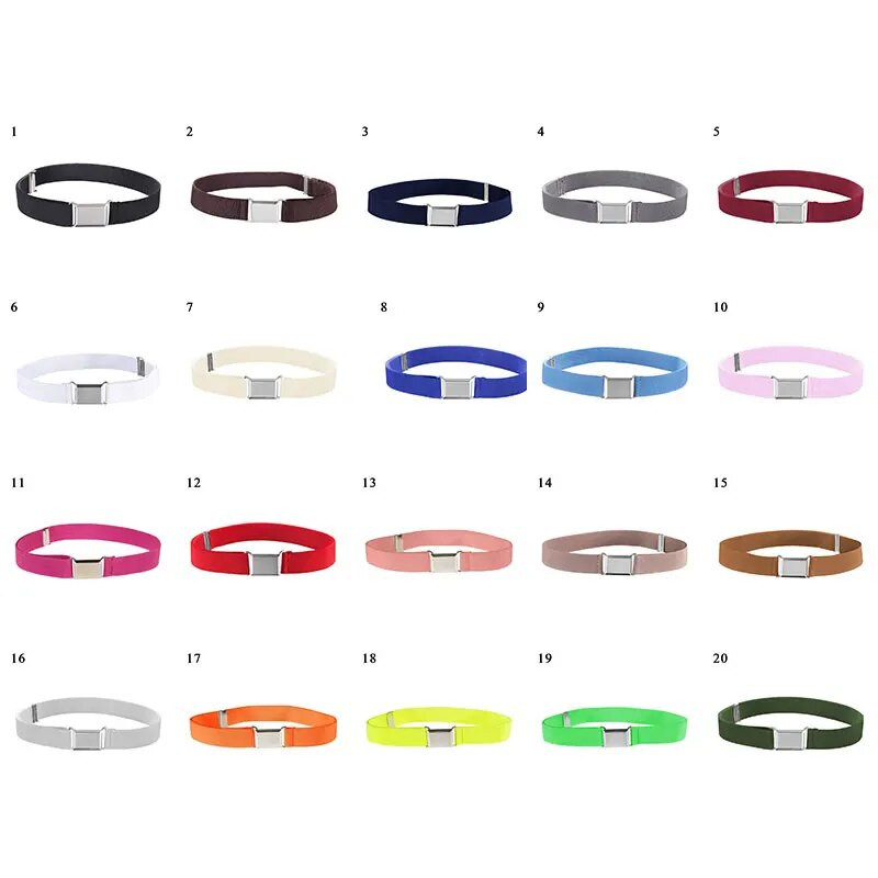 Unisex laste vöö reguleeritav elastne lõuendist vöökoht puhta värviga veniv vöörihmad Laste ruudu lihtsad pandlad vöörihmad