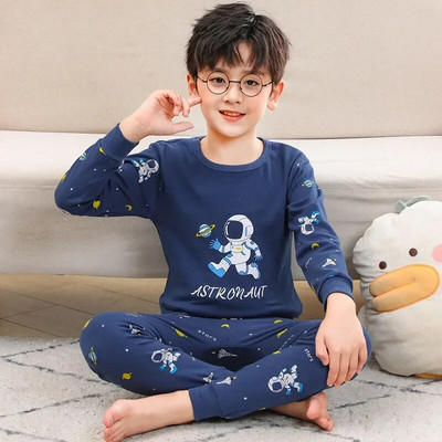 Pijamale pentru băieți Pijama pentru copii Seturi de pijamale pentru copii mici Fete Lenjerie de dormit din desene animate Copii Lenjerie de noapte din bumbac Pjs cu mânecă lungă de primăvară