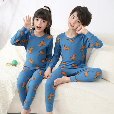 Pijamale pentru băieți Pijama pentru copii Seturi de pijamale pentru copii mici Fete Lenjerie de dormit din desene animate Copii Lenjerie de noapte din bumbac Pjs cu mânecă lungă de primăvară