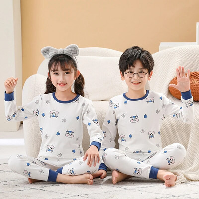 Pijamale pentru băieți Pijama pentru copii Seturi de pijamale pentru copii mici Fete Lenjerie de dormit din desene animate Copii Lenjerie de noapte din bumbac Pjs cu mânecă lungă de primăvară