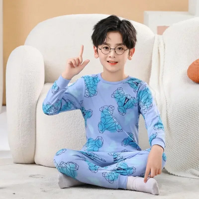 Pijamale pentru băieți Pijama pentru copii Seturi de pijamale pentru copii mici Fete Lenjerie de dormit din desene animate Copii Lenjerie de noapte din bumbac Pjs cu mânecă lungă de primăvară