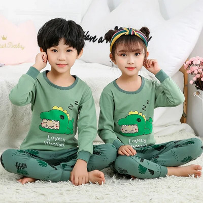 Pijamale pentru băieți Pijama pentru copii Seturi de pijamale pentru copii mici Fete Lenjerie de dormit din desene animate Copii Lenjerie de noapte din bumbac Pjs cu mânecă lungă de primăvară